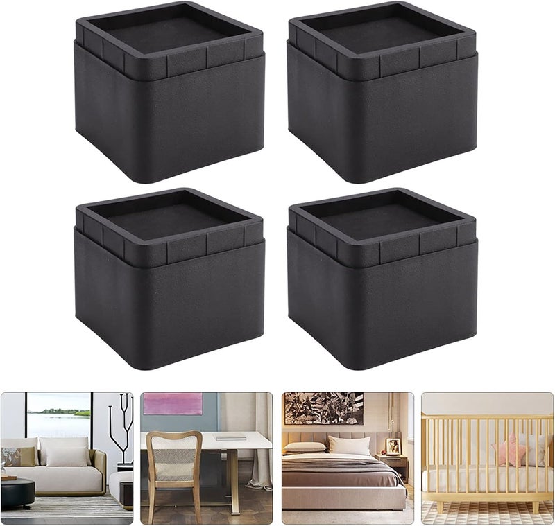 Fdit 4PCS Stackable Bed Risers Black -Proof Furniture Legs Risers for Sofa, Table, and Chair (3.3", 4Pcs) - Image 4