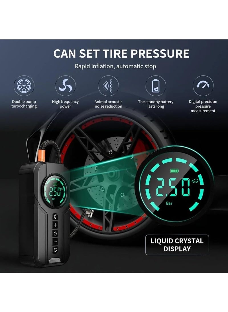 Denx - DENX Inflatable Emergency Portable Car Starter Battery with Built-in air Blower, All In One Machine 6000 mAh 16.8V Lithium Battery 90W, DX414 - Image 1