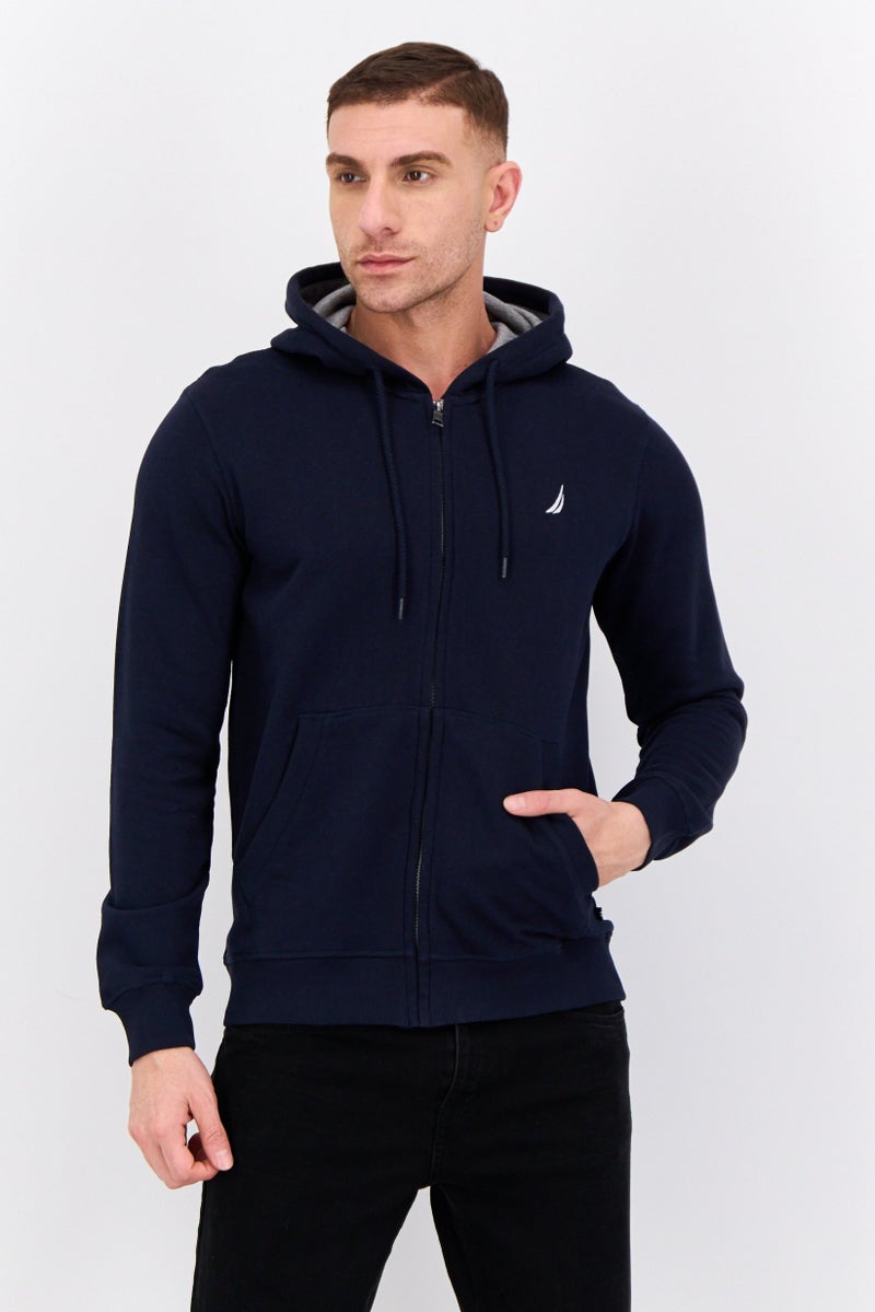 NAUTICA Men Embroidered Logo Long Sleeves Hooded Sweatshirt, Navy - Image 1