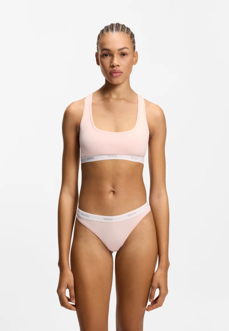 HUGO Stretch-cotton thong with logo waistband