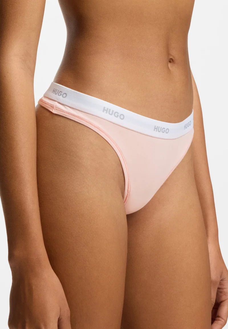 HUGO light pink Stretch-cotton thong with logo waistband for Women | Best Price UAE