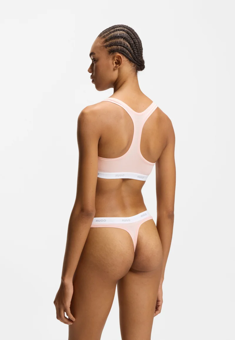 HUGO light pink Stretch-cotton thong with logo waistband for Women | Best Price UAE