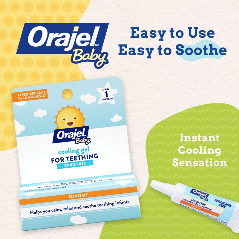 Orajel Baby Daytime Cooling Gel for Teething, Drug-Free, #1 Pediatrician Recommended Brand for Teething*, One .33oz Tube - Image 2
