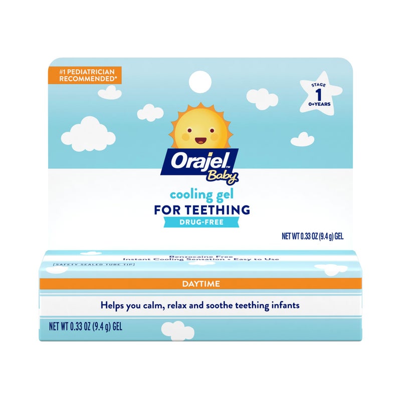 Orajel Baby Daytime Cooling Gel for Teething, Drug-Free, #1 Pediatrician Recommended Brand for Teething*, One .33oz Tube - Image 1