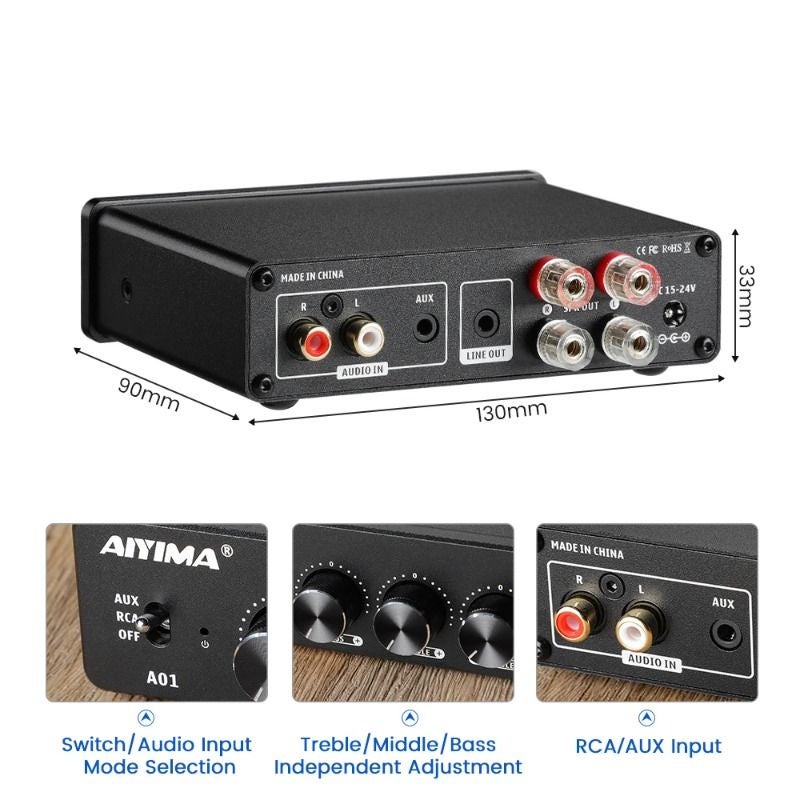 Aiyima A01 Tpa3116 Class D Audio Amplifier HiFi Music Stereo Power Amp for Home Theater, 24V EU - Image 5