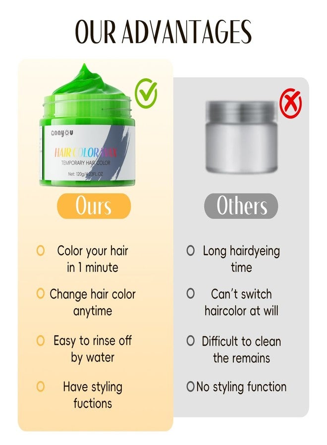 Gaayou Temporary Hair Color Wax Green Hair Dye Washable Natural Instant Hair Color for DIY Hairstyle for Men Women - Image 4
