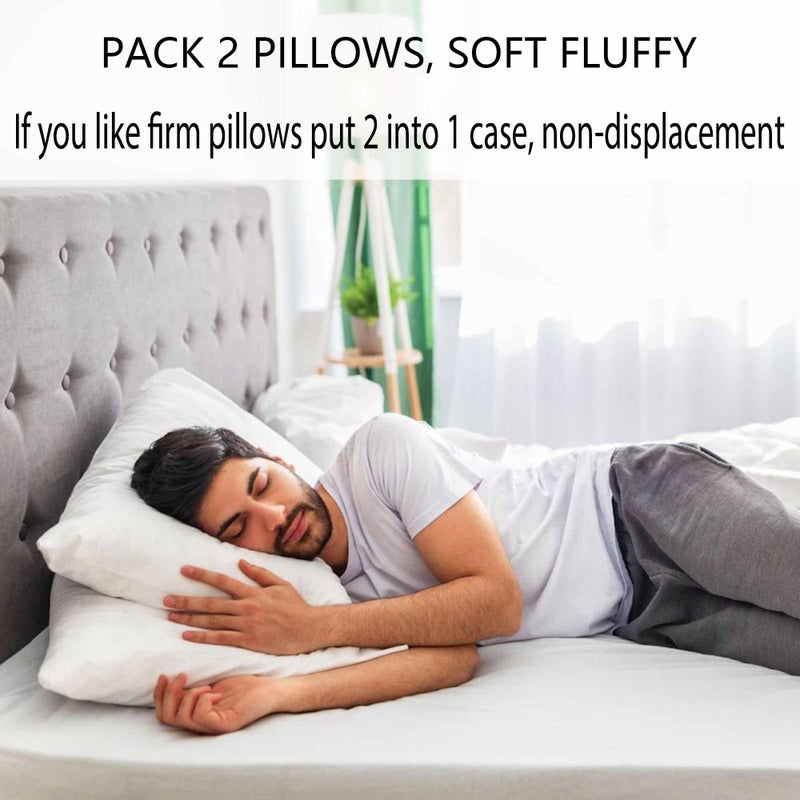 Acteb Ultra Thin Flat Soft Bed Pillows King Size Set of 2 Pack for Sleeping 20"x36", Hypoallergenic Skin Friendly Machine Washable - Image 5