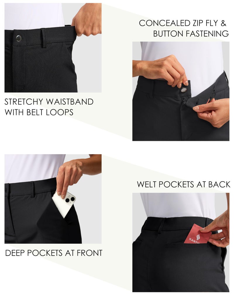 SANTINY Women's 5" Golf Shorts with Pockets Quick Dry Stretch Work Outdoor Hiking Shorts for Women Casual Summer (Black_M) - Image 4