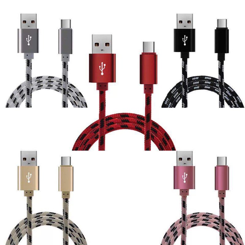 2A Tiger Stripe Fast Charge Cable for Apple Android Type-C Red