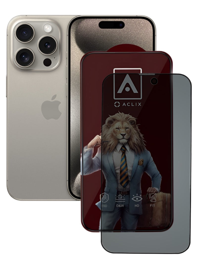 أكاليكس حماية شاشة، عاكس مخفي، لهاتف ايفون 15 برو ماكس، جودة ممتازة. - Image 1