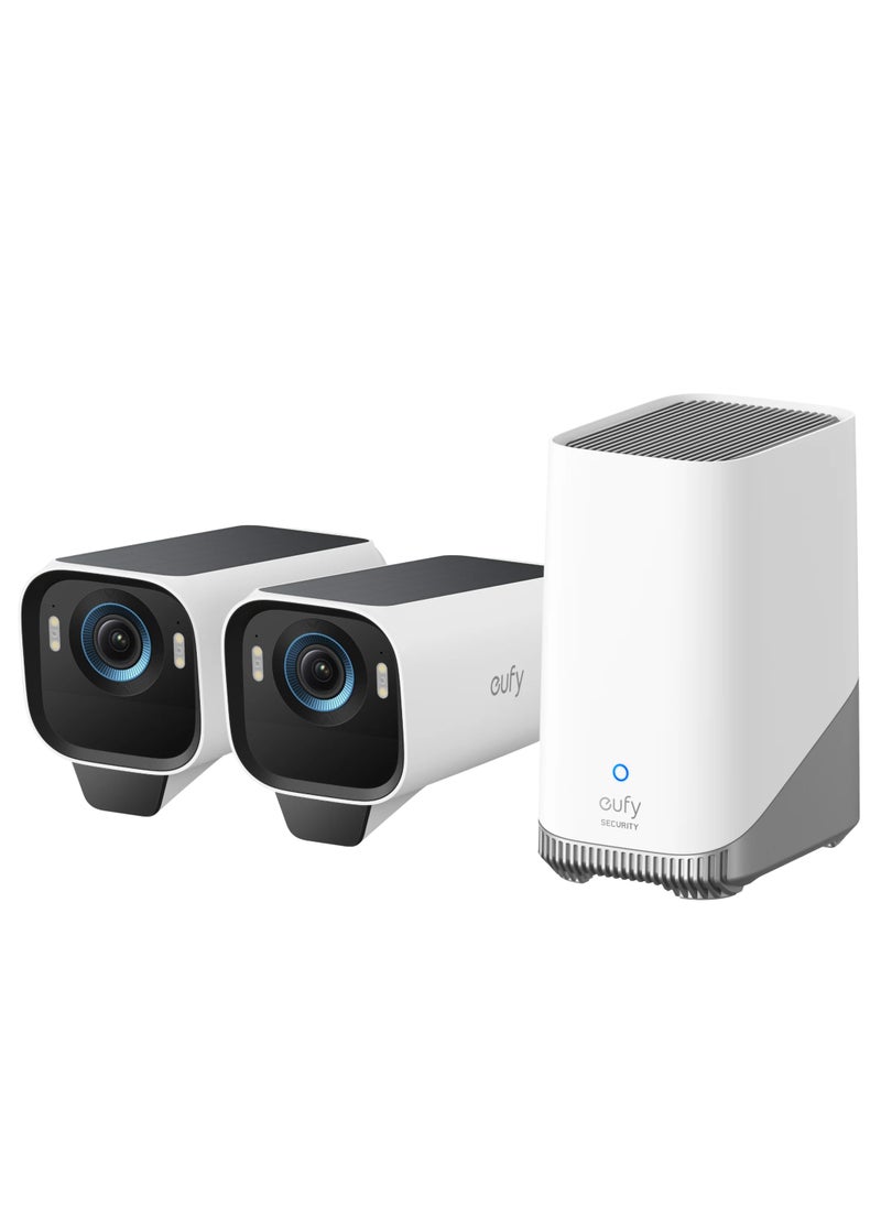eufy eufyCam S3 Pro 2-Cam Kit - Wireless Solar Powered Outdoor Security Camera with Solar Panel, Color Night Vision, 4K, Forever Power 2.0, AI Facial Recognition, Expandable Local Storage  - Image 1