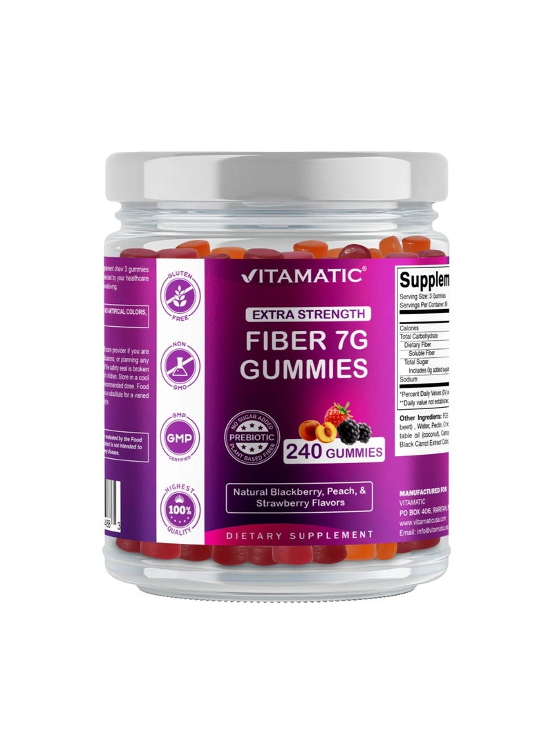 Vitamatic Fiber Gummies Natural Berry Peach & Strawberry 240 Gummies