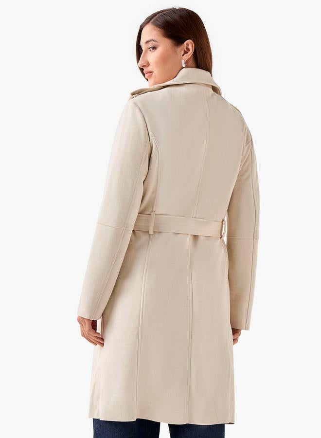 Lee Cooper Regular Suede Trench Coat with Belt - Image 3