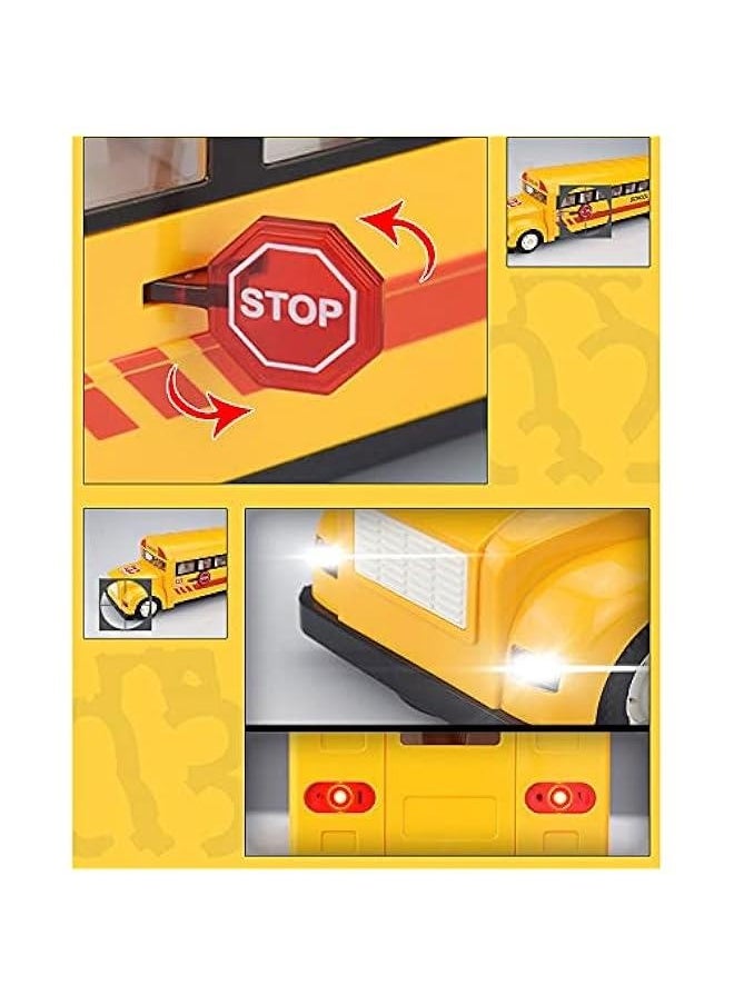 RC School Bus 2.4G Simulation Bus Model 45-Degree Climbing School Bus Public Transportation Car Door Can Be Opened Front and Rear Lights Simulation Sound Boy Toy Car Child Gift