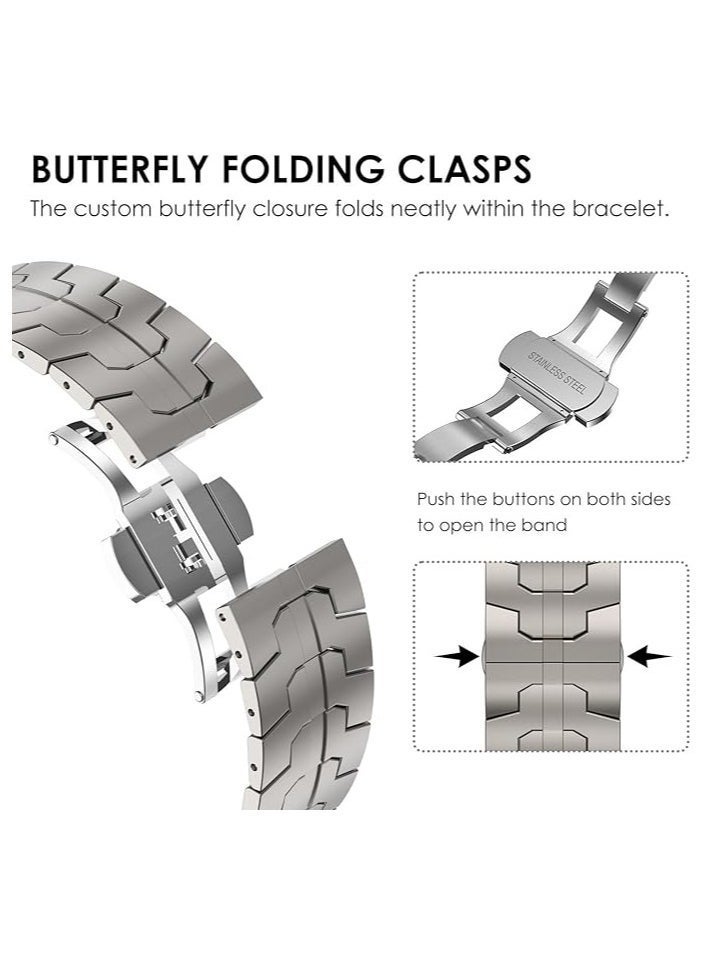 ELTRAZONE Stainless Steel Band for Apple Watch Ultra Band 49mm 45mm 44mm 42mm 38mm 40mm 41mm, Metal Strap with Folding Clasp for Apple Watch Series 8 7 6 5 4 3 2 1 for Men - Image 4