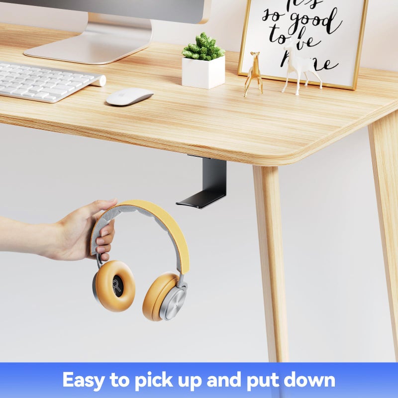 Yocice Headphone Stand Hanger,Headset Holder Mount,Aluminum Hook with Strong Adhesive Tape for Headphones (H02-Black-1PCS) - Image 3