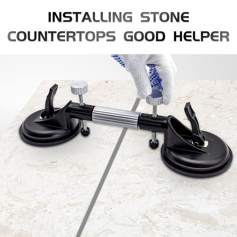 HELLARO 2PCS 6Inch Adjustable Granite Seam Setter Tile Suction Cup for Stone Seam Joining and Leveling Professional Countertop Installation Tool for Granite Stone Marble Slab Glass - Image 4