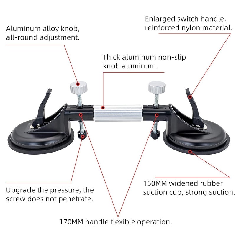 HELLARO 2PCS 6Inch Adjustable Granite Seam Setter Tile Suction Cup for Stone Seam Joining and Leveling Professional Countertop Installation Tool for Granite Stone Marble Slab Glass - Image 3