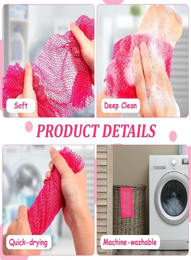 Shappy 2 Pcs African Net Sponge Exfoliating Net African Body Scrubber Bath Rag Washcloth Towel Shower Body Back Scrubber Skin Smoother for Daily Use or Stocking Stuffer(Yellow, Pink) - Image 2