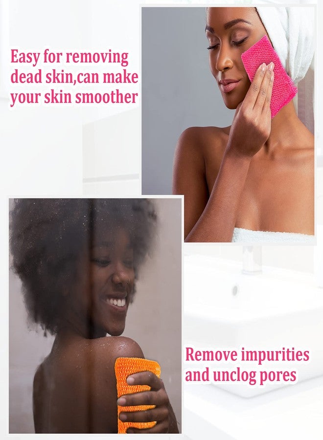 Shappy 2 Pcs African Net Sponge Exfoliating Net African Body Scrubber Bath Rag Washcloth Towel Shower Body Back Scrubber Skin Smoother for Daily Use or Stocking Stuffer(Yellow, Pink) - Image 3