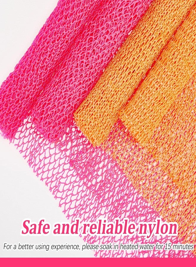 Shappy 2 Pcs African Net Sponge Exfoliating Net African Body Scrubber Bath Rag Washcloth Towel Shower Body Back Scrubber Skin Smoother for Daily Use or Stocking Stuffer(Yellow, Pink) - Image 5