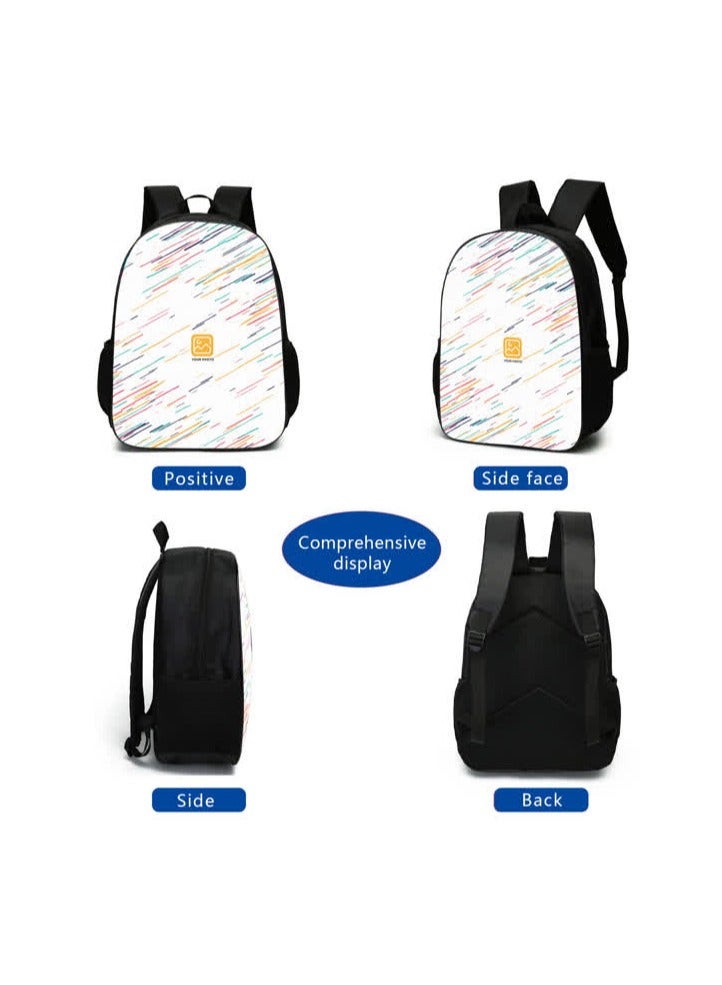 general New creative print backpack polyester schoolbag student shoulder bag children's pencil bag three-piece set,6-three-piece set; backpack + shoulder bag + pen bag - Image 4