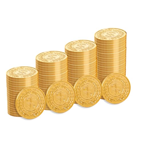 Vonokee 120 Pieces Plastic Gold Coins, Pirate Coins Bulks for Halloween,St.Patrick's Day Treasure Hunts, Chests, Cauldrons Decorations & Party Favors - Image 3