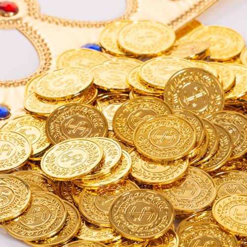 Vonokee 120 Pieces Plastic Gold Coins, Pirate Coins Bulks for Halloween,St.Patrick's Day Treasure Hunts, Chests, Cauldrons Decorations & Party Favors - Image 5