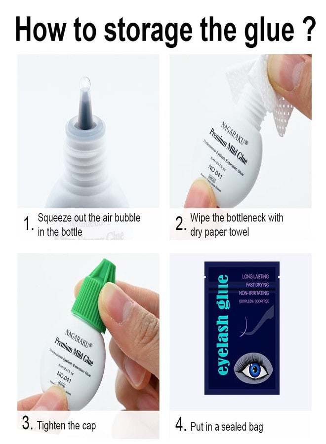 NAGARAKU Premium Mild Eyelash Extension Sensitive Glue 5ml/Odorless Non-irritant/4s Drying/Retention 15-20 Days/Storage Time 12 Months Lashes Adhesive Glue Dark Black Professional Use Only - Image 5