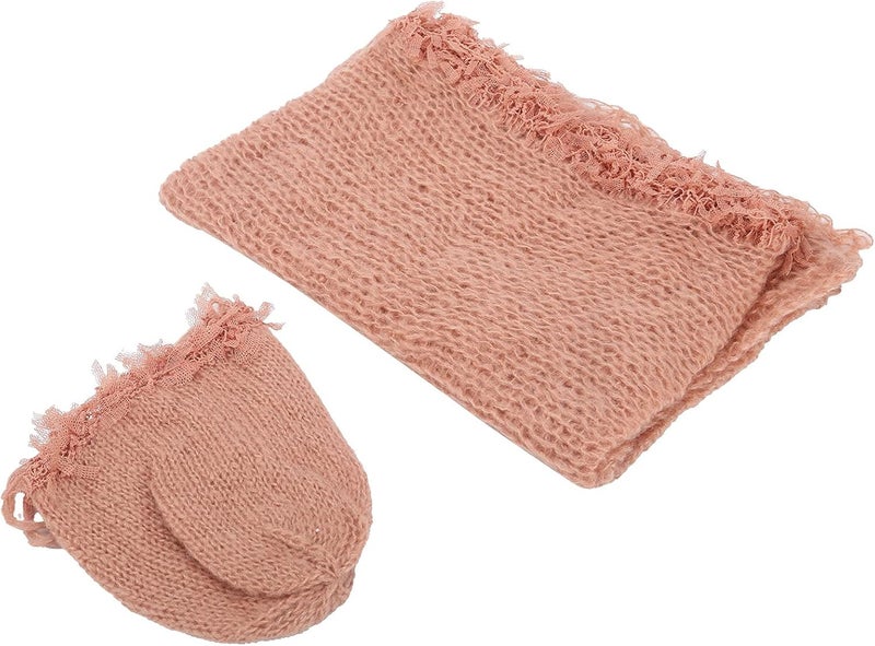 GLOGLOW Baby Photography Props, Soft Mohair Wrap Set with Newborn Hat for 0-1 Month Old Boys Girls - Image 2