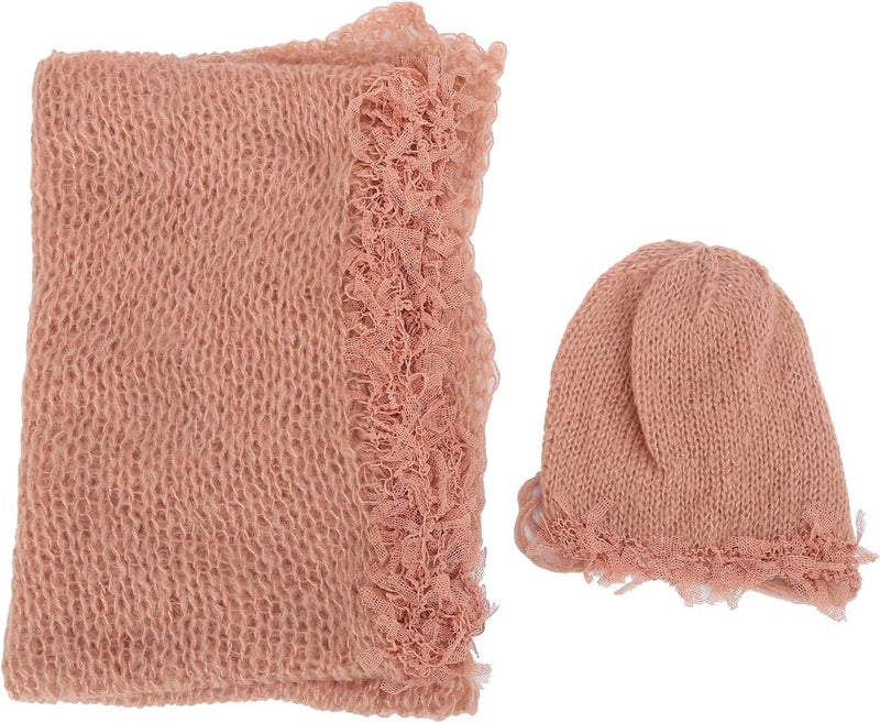 GLOGLOW Baby Photography Props, Soft Mohair Wrap Set with Newborn Hat for 0-1 Month Old Boys Girls - Image 1