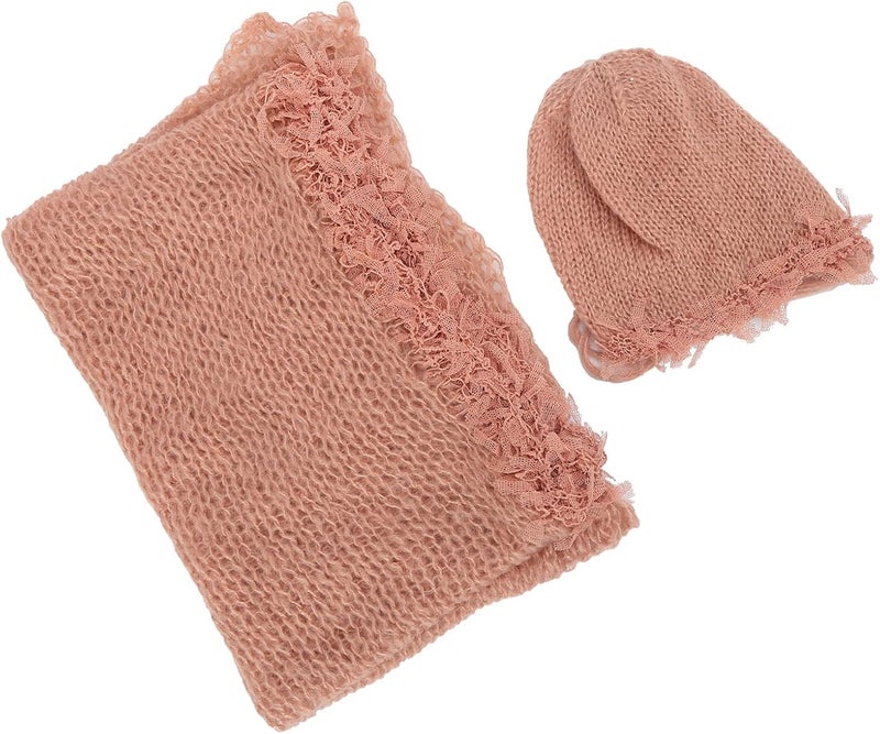 GLOGLOW Baby Photography Props, Soft Mohair Wrap Set with Newborn Hat for 0-1 Month Old Boys Girls - Image 4