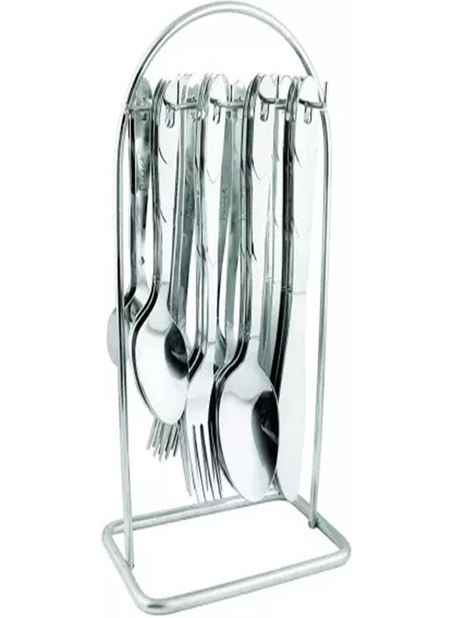 IDEAL PRIME طقم أدوات مائدة أنيق من الفولاذ المقاوم للصدأ من IDEAL PRIME، 24 قطعة: ملعقة عشاء، شوكة، ملعقة شاي مع حامل | طقم أدوات مائدة من الفولاذ المقاوم للصدأ لطاولة الطعام، عبوة من قطعة واحدة - Image 5