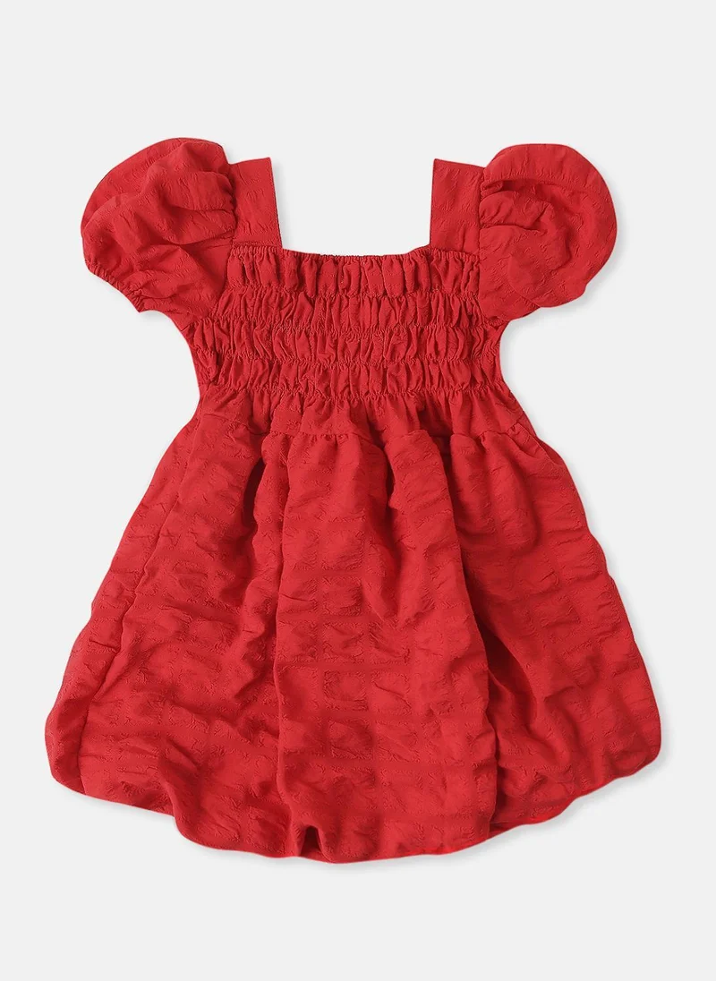 Nautinati Nautinati Girls’ Bubble Crepe Textured Dress with Balloon Hemline