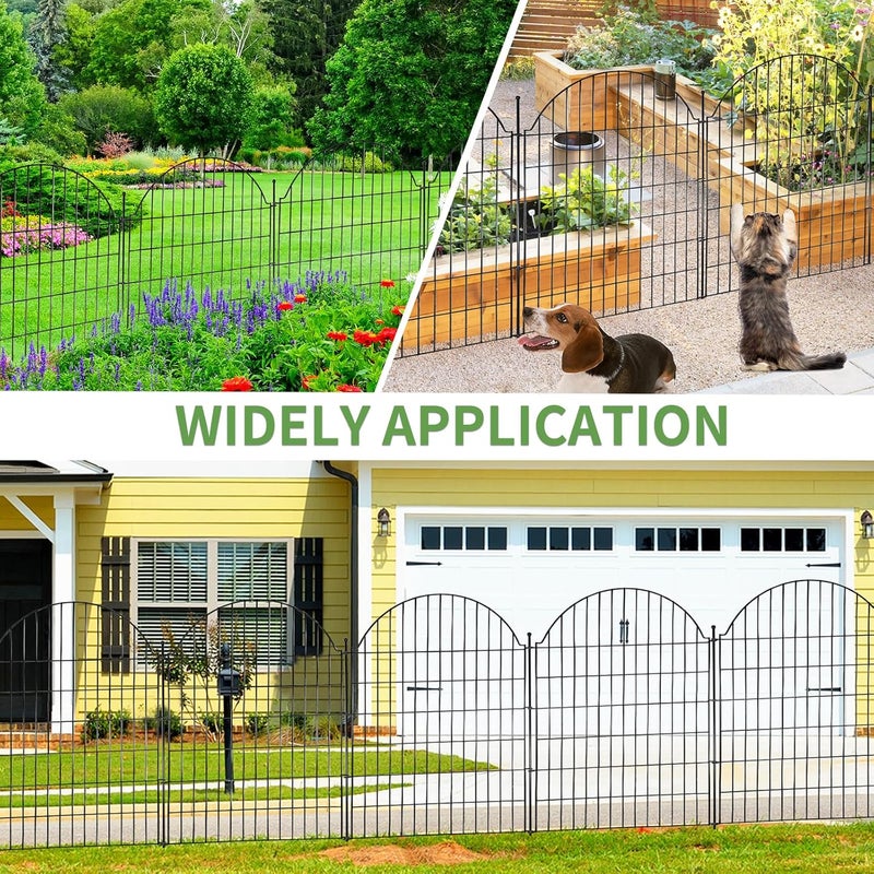 Blingluck 5 Panels Decorative Garden Fencing with Gate for Yard, 40in (H) x 11.8ft (L) No Dig Animal Barrier Fence, Rustproof Metal Wire Outdoor Dog Fences Panel Border with Temporary Ground Stakes - Image 5