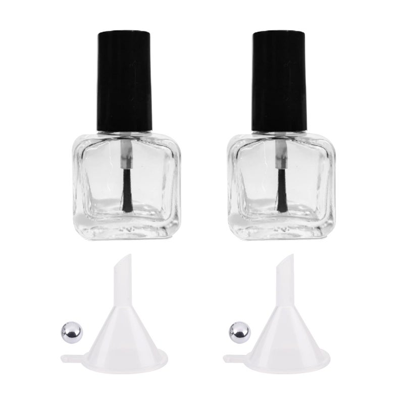 NIIIYTYB 2Pcs Empty Nail Polish Bottles with Brush Small 5ML Glass Bottles with Cap Funnel Mixing Balls Gel Applicator Sample Bottle for Liquid Fingernail Polish Storage Containers - Image 3