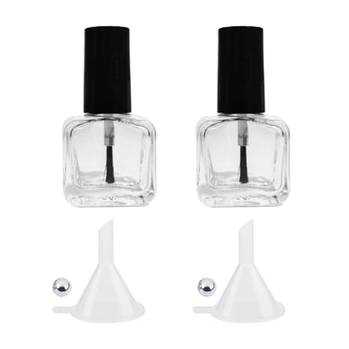 NIIIYTYB 2Pcs Empty Nail Polish Bottles with Brush Small 5ML Glass Bottles with Cap Funnel Mixing Balls Gel Applicator Sample Bottle for Liquid Fingernail Polish Storage Containers - Image 1