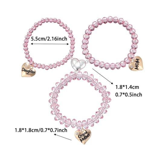 COLORFUL BLING BFF Bracelet for 3,Mother Daughter Bracelets Set,Cross Butterfly Heart Charm Bracelet for Women Men,Love Heart Matching Strand Bracelets Friendship Jewelry Gifts ﻿-Style 4 - Image 5