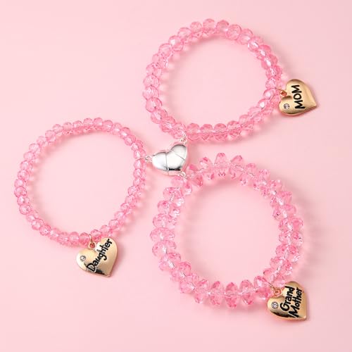 COLORFUL BLING BFF Bracelet for 3,Mother Daughter Bracelets Set,Cross Butterfly Heart Charm Bracelet for Women Men,Love Heart Matching Strand Bracelets Friendship Jewelry Gifts ﻿-Style 4 - Image 4