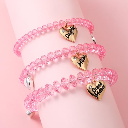 COLORFUL BLING BFF Bracelet for 3,Mother Daughter Bracelets Set,Cross Butterfly Heart Charm Bracelet for Women Men,Love Heart Matching Strand Bracelets Friendship Jewelry Gifts ﻿-Style 4 - Image 2