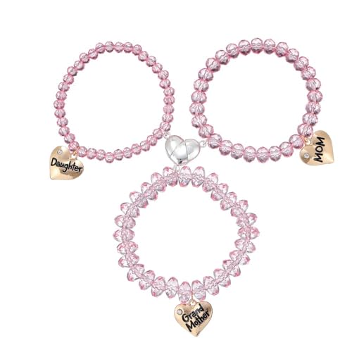 COLORFUL BLING BFF Bracelet for 3,Mother Daughter Bracelets Set,Cross Butterfly Heart Charm Bracelet for Women Men,Love Heart Matching Strand Bracelets Friendship Jewelry Gifts ﻿-Style 4 - Image 1