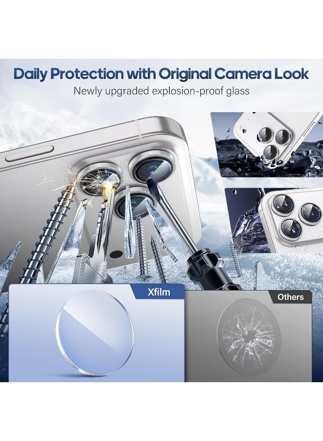 Apluynm Camera Protective Film Compatible With Iphone 17 Pro Max/17 Pro, Metal Aluminum Alloy Tempered Glass Protective Cover, Scratch Resistant HD Clarity Ultra-Thin 9H Tempered Glass, Independent Metal Lens, Protective Case Friendly, Silver Titanium Metal - Image 5