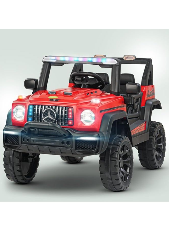 بيبي سيارة جيب بايبي رينجر تعمل بالبطارية للأطفال، سيارة أطفال مع موسيقى وإضاءة | سيارة جيب قابلة لإعادة الشحن للأطفال | سيارة جيب كهربائية للأطفال من سنتين إلى ست سنوات (أحمر) - Image 1