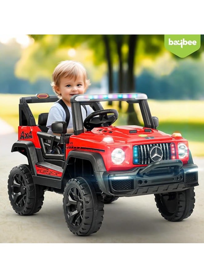 بيبي سيارة جيب بايبي رينجر تعمل بالبطارية للأطفال، سيارة أطفال مع موسيقى وإضاءة | سيارة جيب قابلة لإعادة الشحن للأطفال | سيارة جيب كهربائية للأطفال من سنتين إلى ست سنوات (أحمر) - Image 2