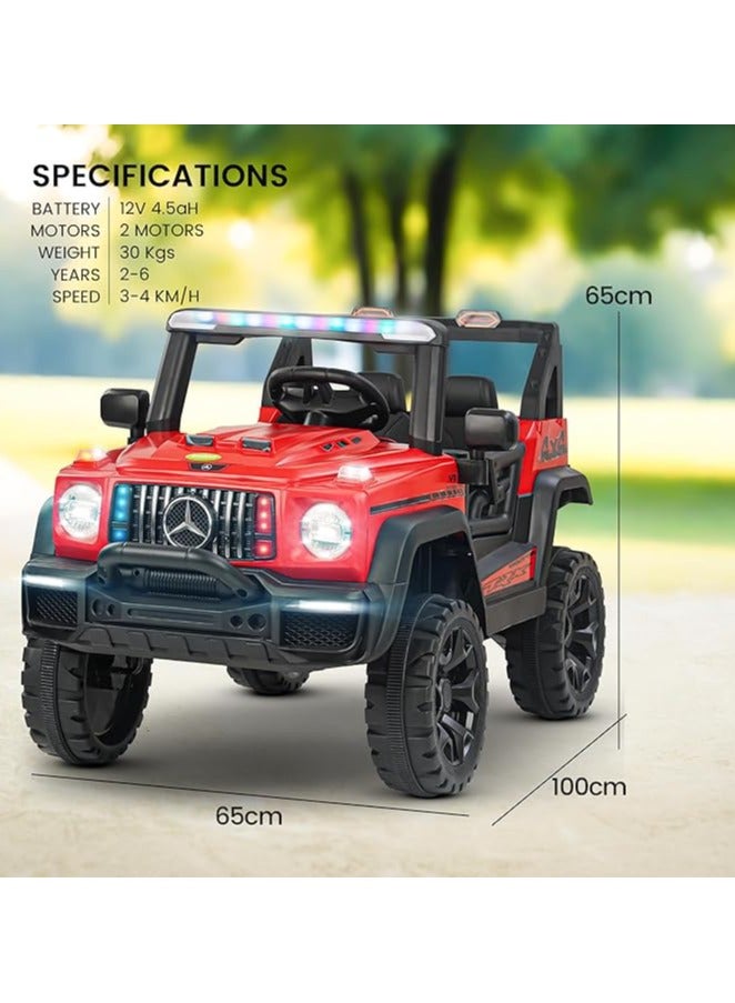 بيبي سيارة جيب بايبي رينجر تعمل بالبطارية للأطفال، سيارة أطفال مع موسيقى وإضاءة | سيارة جيب قابلة لإعادة الشحن للأطفال | سيارة جيب كهربائية للأطفال من سنتين إلى ست سنوات (أحمر) - Image 3