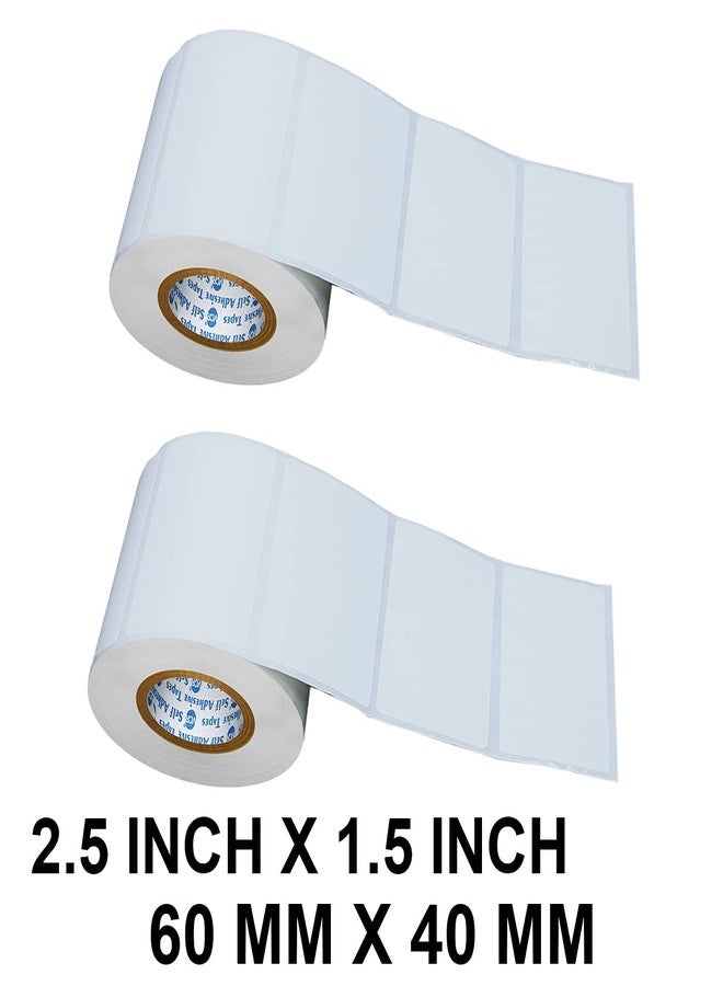 VCR 2.5 x 1.5 Direct Thermal Barcode Label Sticker - 2.5 x 1.5 inches - 60mm x 40mm - 500 Labels Per Roll - Pack of 2 Rolls - White Self Adhesive Sticker for Printing Barcoding Labels 1 inch core - Image 2