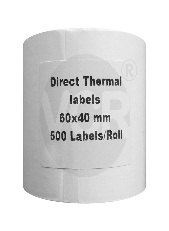 VCR 2.5 x 1.5 Direct Thermal Barcode Label Sticker - 2.5 x 1.5 inches - 60mm x 40mm - 500 Labels Per Roll - Pack of 2 Rolls - White Self Adhesive Sticker for Printing Barcoding Labels 1 inch core - Image 3