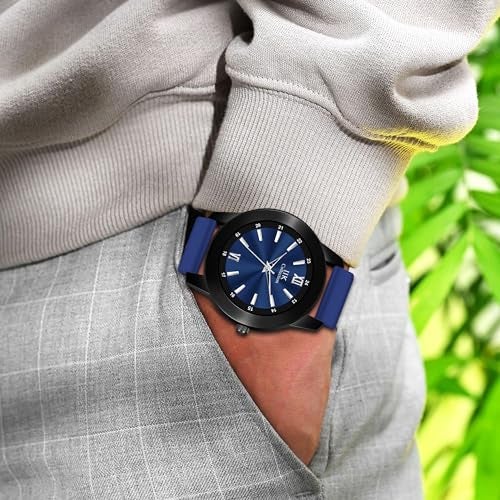 IIK COLLECTION Watches for Men Round Shining Roman Numerical Dial Analogue Men Watch|Long Battery Life with Long Lasting Polish/Adjustable Fixable Silicon Strap|Watches for Boys - Image 3
