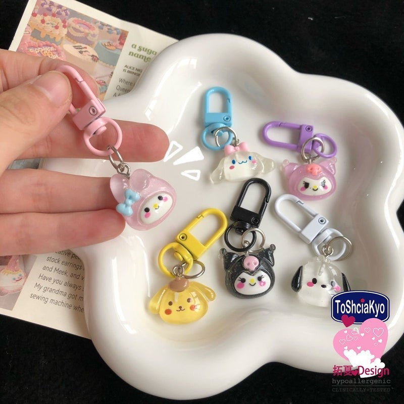 Glitter Sanrio Keychain Pochacco Cinnamoroll Girls Student Bag Charm Transparent Sparkly Cute Accessories - Image 4