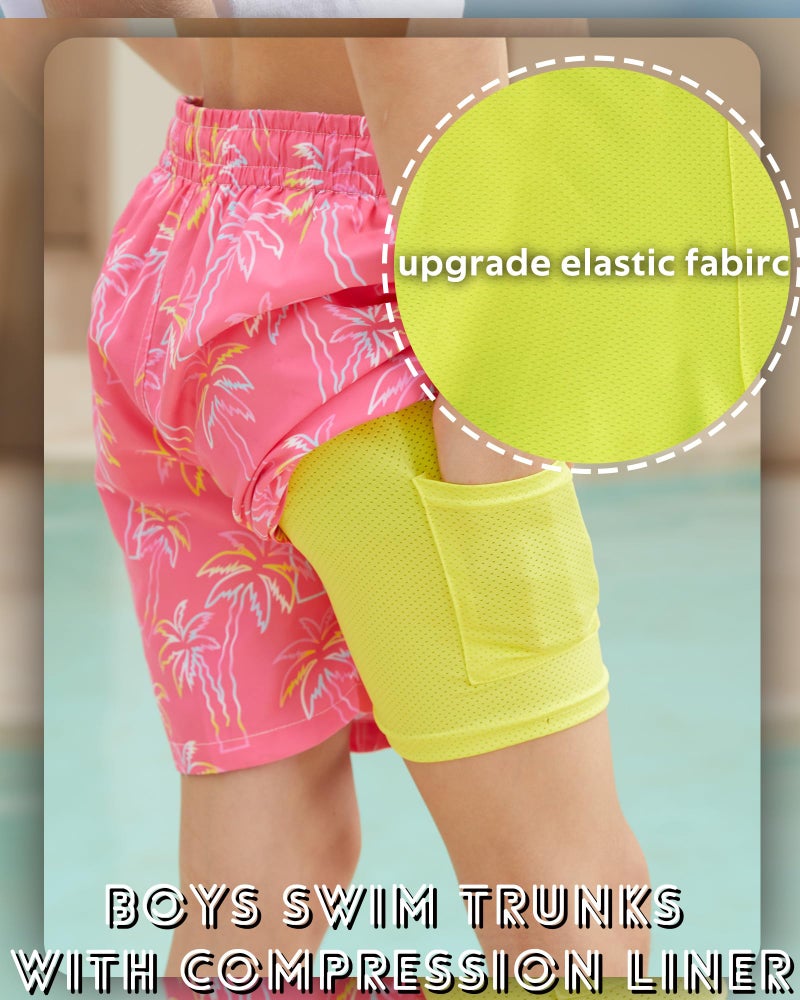 swimsobo Boys Swim Trunks Size 14-16 with Compression Liner Swimming Hawaiian Shorts Swimsuit Beach Swim Bathing Suit for Kids - Image 4